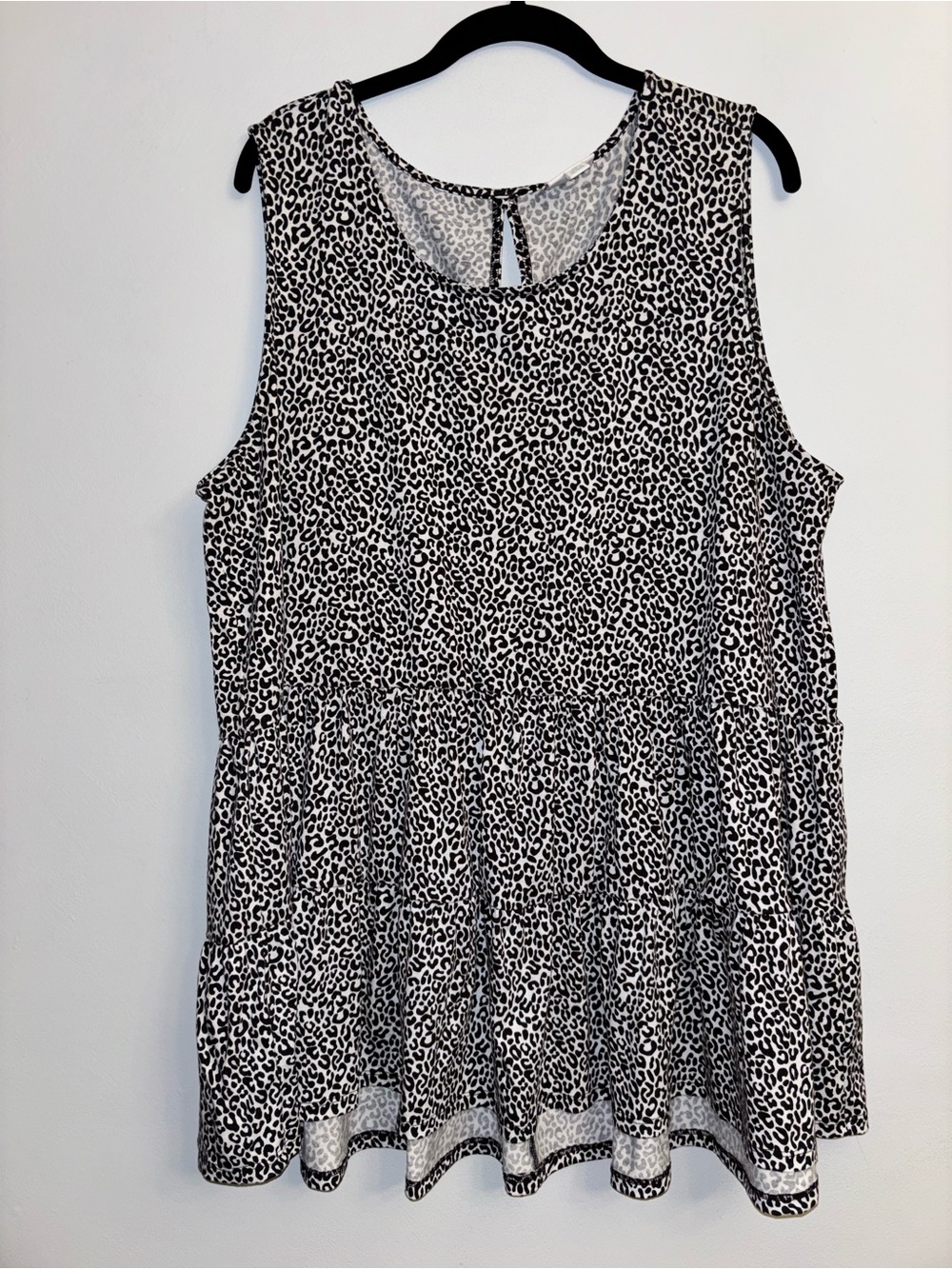 LuLaRoe Black and White Leopard Print Tiered Blouse